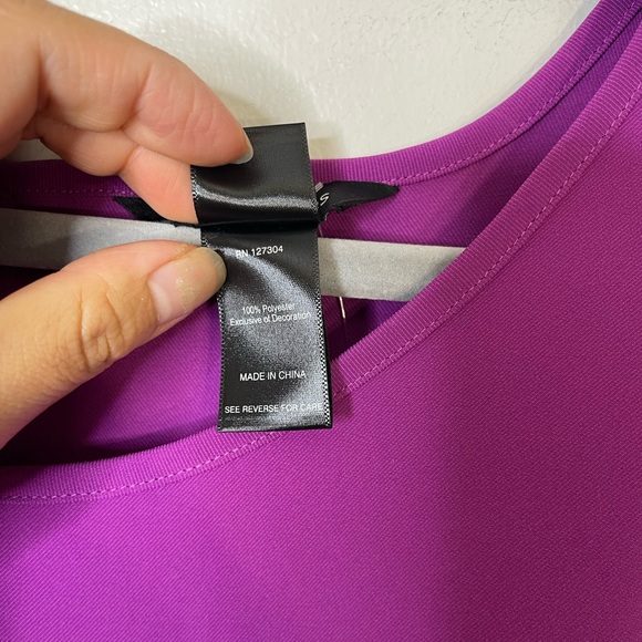 Ali Miles NWOT Cutwork Quarter Sleeve Blouse Purple Top Sz 1X Round Neck Office - Picture 6 of 10